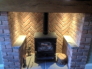 Herringbone pattern fireplace